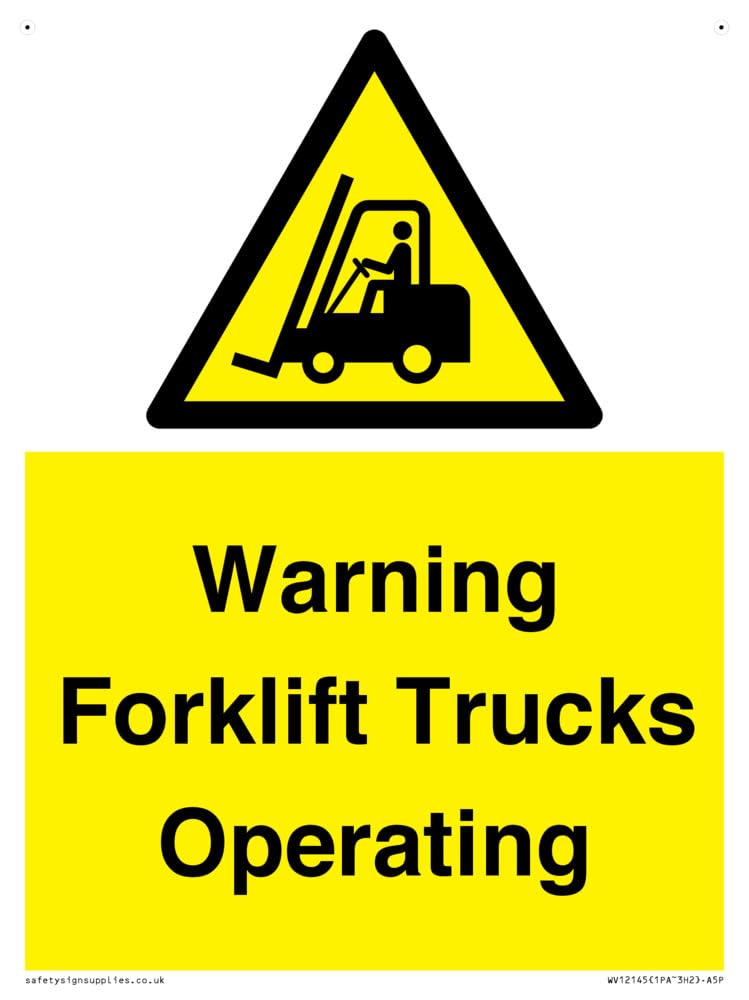 Warning Forklift Trucks Operating Sign - 150x200mm - A5P