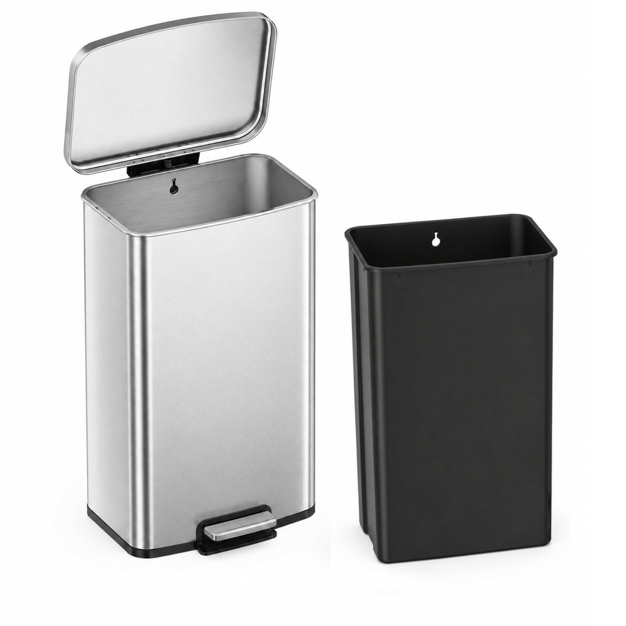EKO Titus - Pattumiera da Cucina, 50 l, con Pedale e Coperchio con Chiusura Morbida, in Acciaio Inox, Anti-Impronta, Cestino Moderno e Robusto, Grande capacità per Il Riciclaggio