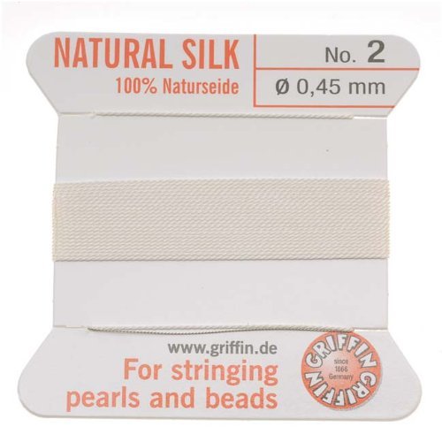 Griffin Beading Silk Cord & Needle White Size 2