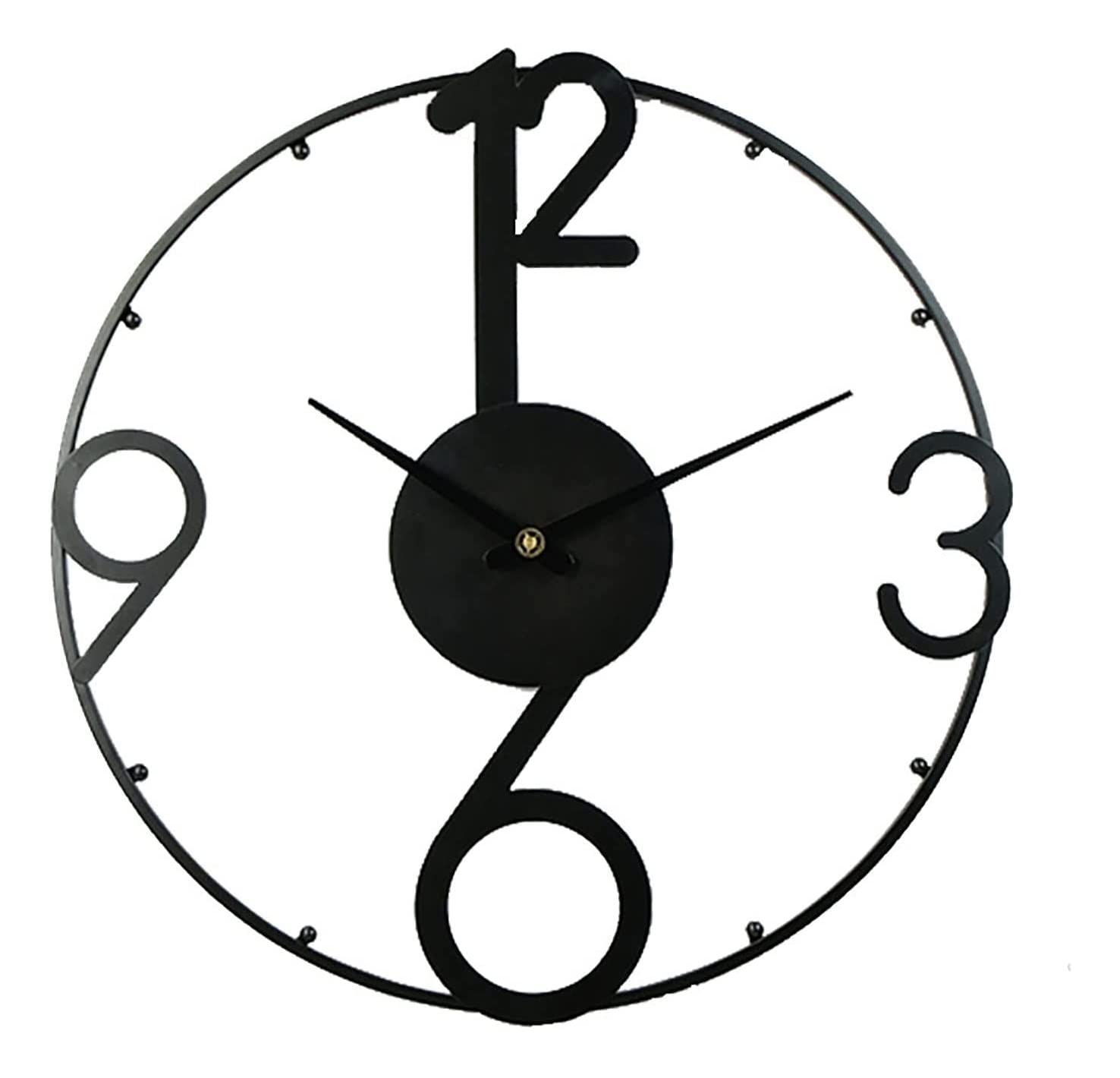 Horloge vintage murale en métal noir silencieuse pour salon