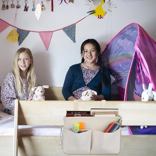 KUIZHEN Bedside Storage Pocket Basket, Multifunctional Bedside Bag with Adjustable Hanging Tape, Dormitory Bed Organiser Caddy for Home, Office, School Dorm Grey - Cosy Home Interiors KUIZHEN Bedside Storage Pocket Basket, Multifunctional Bedside Bag with Adjustable Hanging Tape, Dormitory Bed Organiser Caddy for Home, Office, School Dorm Grey - Image 6