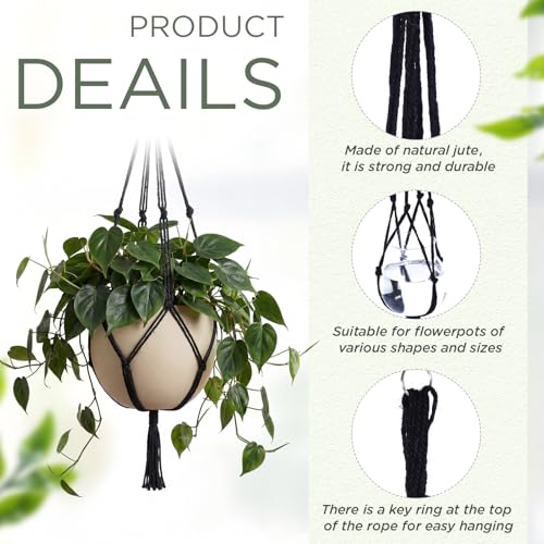 Image of EBOOT 3 Pack 33 41 48 Inch Large Macrame Plant Hanger Rope to Hang Flower Pot Plant Holder for Indoor Outdoor Decorations, 4 Legs (Black)