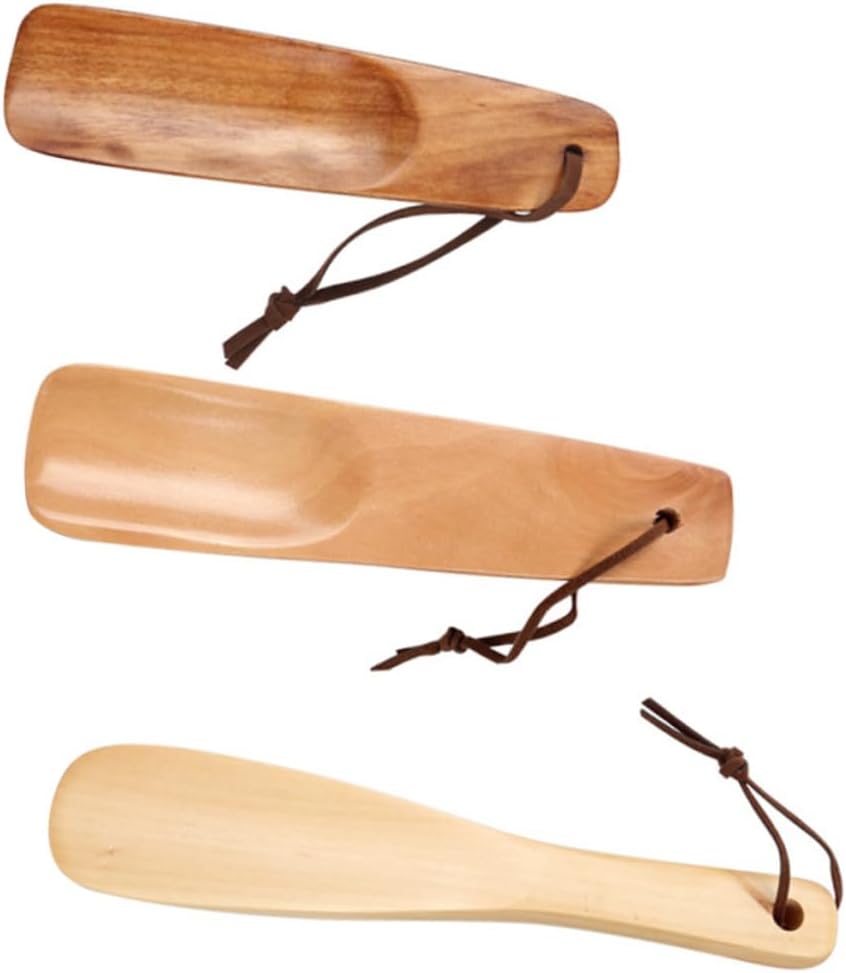 3 Pcs Wooden Shoe Horn Wear Resistant Shoehorns Women and Seniors Convenient Shoe Helpers for Home and Travel Use