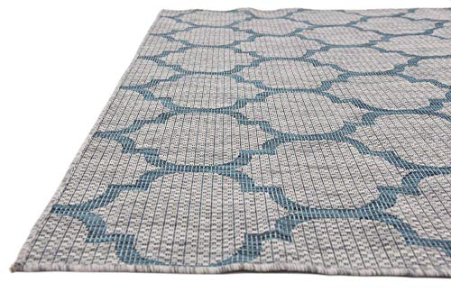 Unique Loom Outdoor Trellis Collection Area Rug (6' 1" x 9' Rectangle, Gray/ Ivory) - Image 6