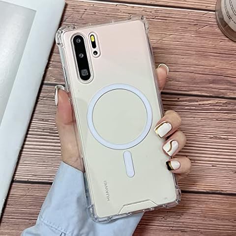 PingGoo Clear Magnetic Phone Case for Huawei P30 Pro Compatible with MagSafe, Soft Silicone TPU Bumper Cover Slim Fit Hard Back Shockproof Anti-Yellow Case Cover for Huawei P30 Pro Cover