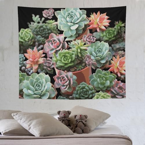 Tapiz para colgar en la pared estampado de suculentas para decoración del hogar de 60x50 6