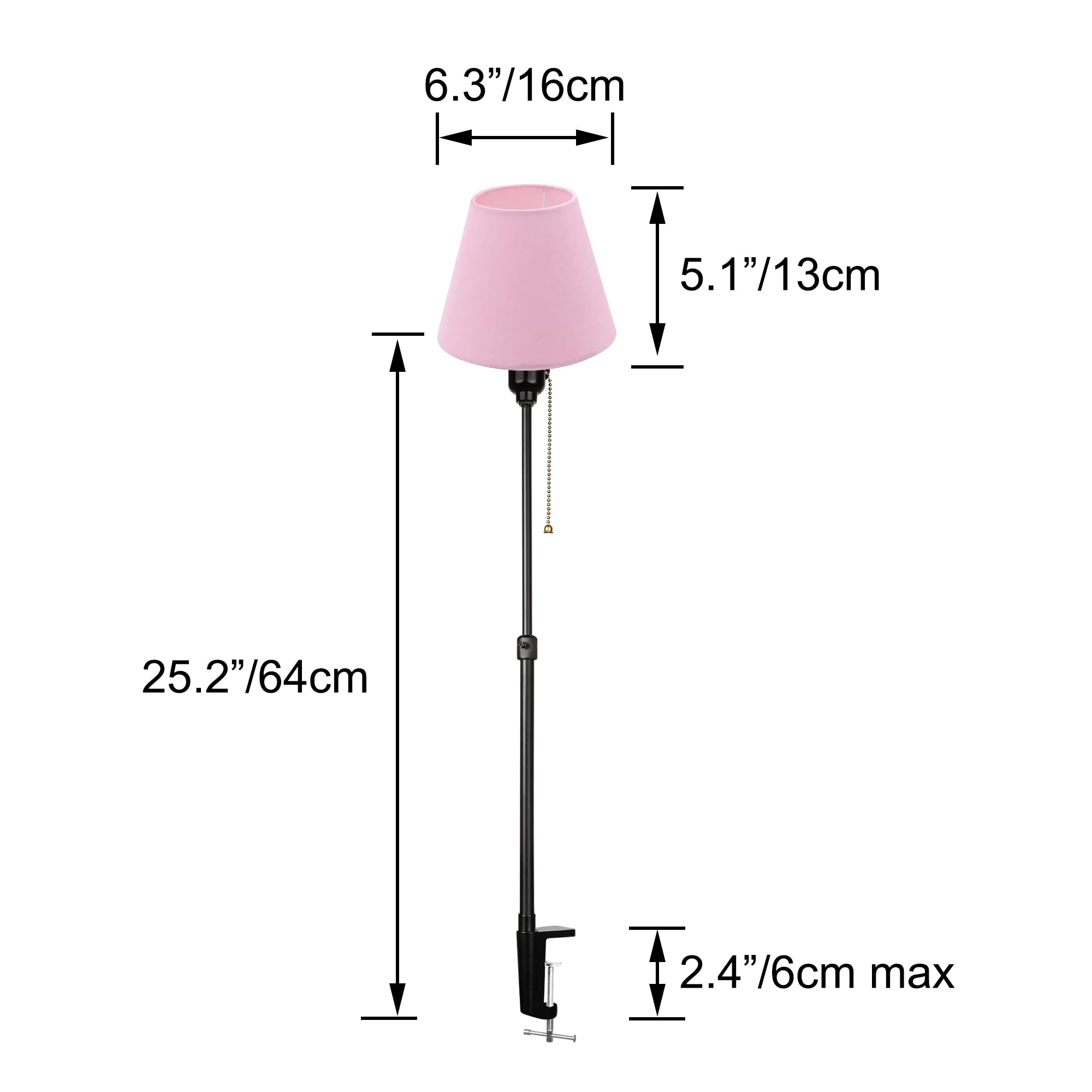 Modern Klemmleuchte,1 Packung Leselampe mit 2,5 m Kabel, Dimmbar Rosa Nachttischlampe,Augenpflege Schreibtischlampe für Heimgebrauch Büro, E27 Lampenhalterung - DZ0031