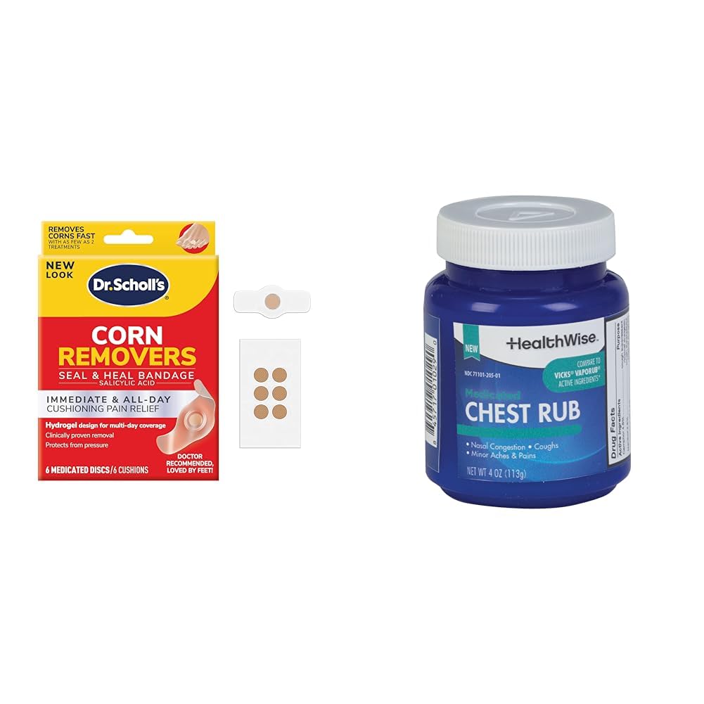 Corn Removers with Hydrogel, 6 ct & HealthWise Medicated Chest Rub, 4 oz