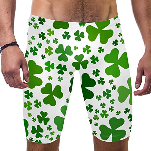 Maillot de bain homme vert et confortable à motif trèfle HUI JIN SHOP XL