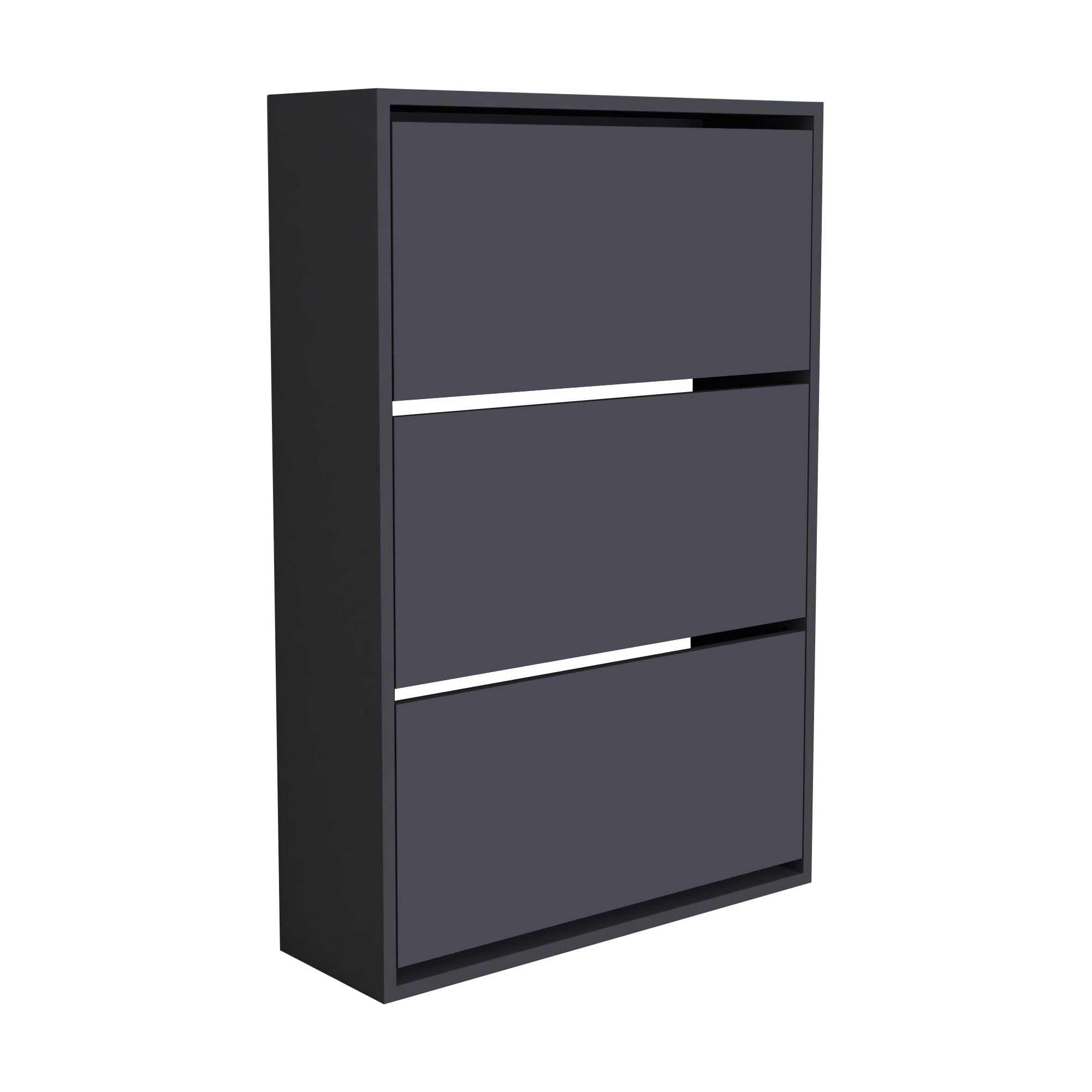 [en.casa] Schuhschrank Aurskog Schuhkipper für 18 Paare Schuhkommode mit 3 Kipptüren für Eingang, Flur 110 x 73,5 x 24 cm Anthrazit