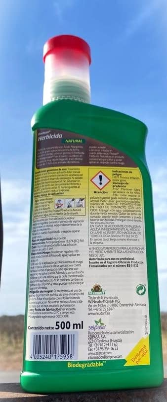 Herbicida Acido pelargonico 500ml (Tratamiento para 30 litros) Finalsan. Herbicida natural de rápida y total eficacia. Sustituto de origen natural del Glifosato
