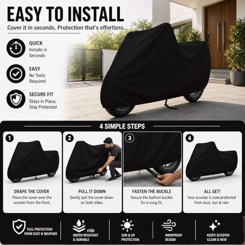 Image of Kayme Motorcycle Cover Waterproof Heavy Duty All Weather, Quad 4 Wheeler Cover Sun Rain Snow Protection (Mid-Black, Yameha R15 V4)