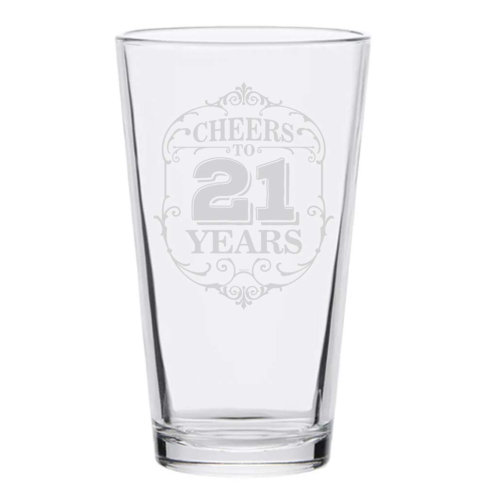 Veracco Cheer To Twenty One Beer Glass Pint 21st Birthday Gift For Him Her (Clear, Glass)