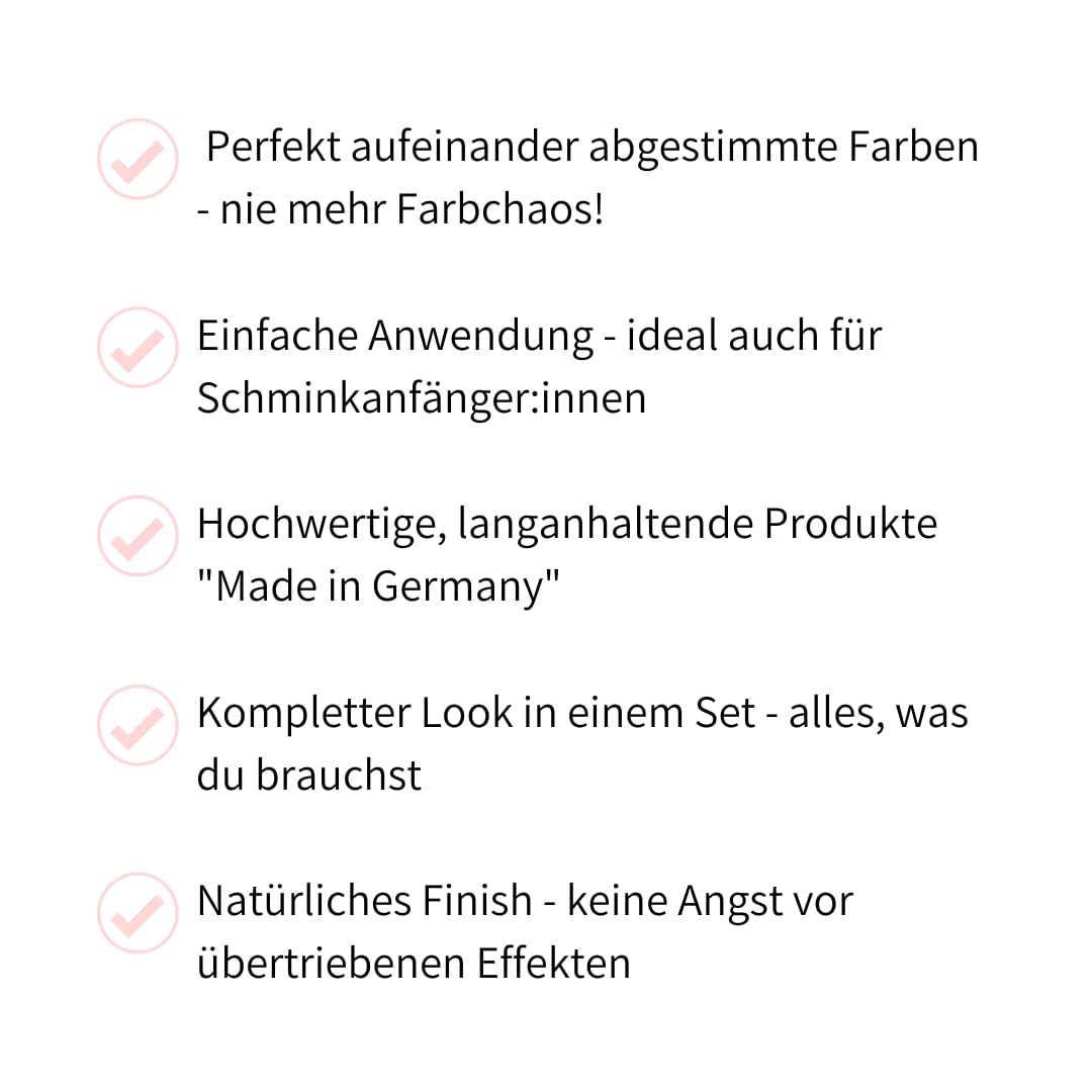 COSLINE Starter-Set, Make-up-Set, Schminken für Anfänger, Kosmetik-Grundausstattung, Ideal als Geschenkset, Für Grundierung, Augen, Lippen, Made in Germany