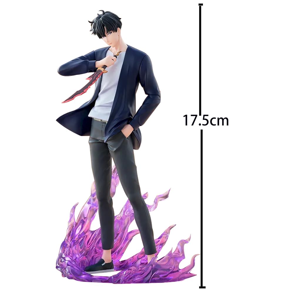 Lot de 2 figurines Sung Jin Woo Cha Hae-In en PVC - Figurines de collection - Cadeaux pour les fans - 17,5 cm + 16 cm