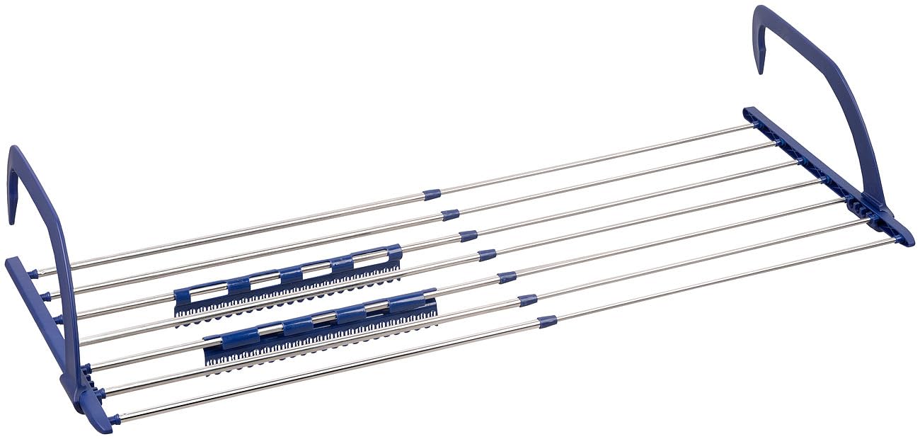 PEARL asciugatrice da balcone: Asciugabiancheria telescopico premium, estensibile, per radiatori e ringhiere di balconi (stendibiancheria da balcone estensibile, stendibiancheria per radiatore)