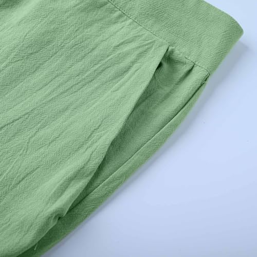 Men's Casual Linen Pants Classic Flat-Front Beach Summer Wide Leg Lounge Pants Lightweight Linen Trousers Loose Fit 6