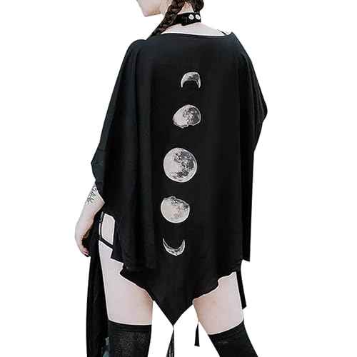Women's Goth Fashion Capes Coat Black Cardigan Punk Cloak Shawl Moon Halloween - Goth Fashion Capes Coat - One Size