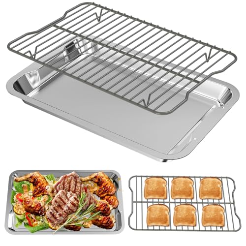 Premium Cookware Set for Ninja Foodi Neverstick Pan Baking Sheet Set with Rack for Bacon Pizza Oven Safe up to 500F with 10 x 15 Baking Pan Non Stick Wire Cooling Rack Dishwasher Safe