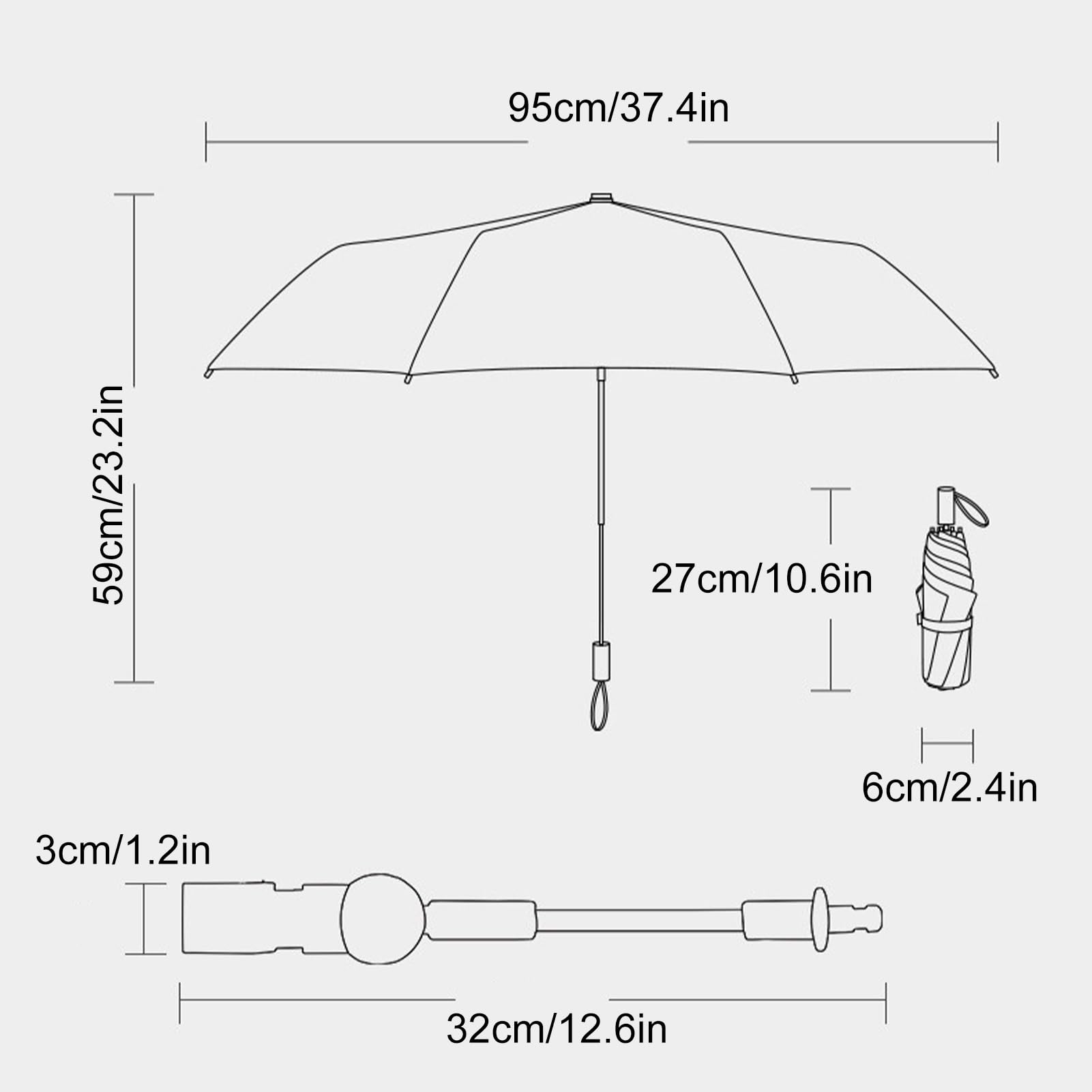 BFYDOAA Outdoor Chair Parasols 95cm Pram Umbrella with Clamp, Clip on Umbrella 3 Fold Beach Shade for Strollers,Wheelchairs,Golf Carts - Adjustable Angle Height(Green)