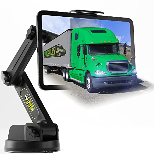 Truckules Tablet Mount For Truck - Heavy Duty, Tablet & Ipad Holder For Truck Dashboard Windshield 16 Inch Long Arm, Super Suction Cup & Stable, Compatible With Tablet & Ipad, Semi Truck 16 Inch #TOP27