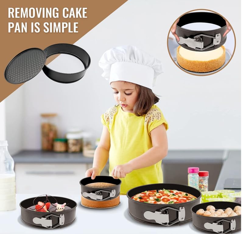 SAVOURLUXE 3 Springform Cake Tins Heavy Duty - Double Layer Non-Stick Coating, Removable Base, Heavy Duty Carbon Steel, Super Endurance - 22cm 24cm 26cm Cake Tins for Baking (3) - Image 3