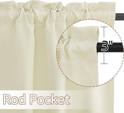 Miniatura 2 de NICETOWN Cenefas de granja para dormitorio, oscurecimiento de la habitación, bolsillo ajustable para barra, cubierta de ventana alta para sala de