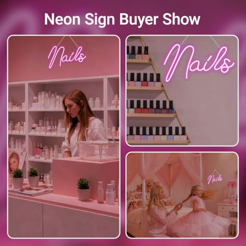 Image of Nail Neon Sign Pink Neon Light for Nail Salon Beauty Room Decor | Pink Aesthetic Decor, Manicure Studio, Vanity Spaces, Gift for Nail Artists, Beauty Lovers, Girls and Salon Owners