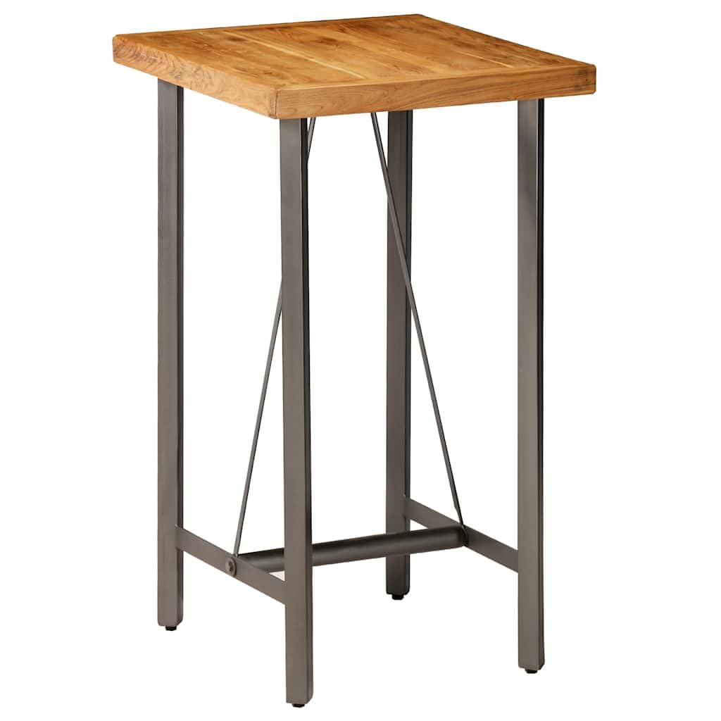 Mesa de bar de madera maciza de teca reciclada única con estructura industrial