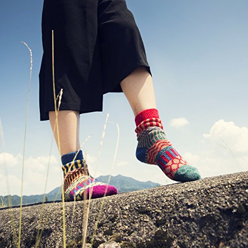 Image of JOYCA & CO. 3-5 Pairs Womens Multicolor Fashion Warm Wool Cotton Thick Winter Crew Socks