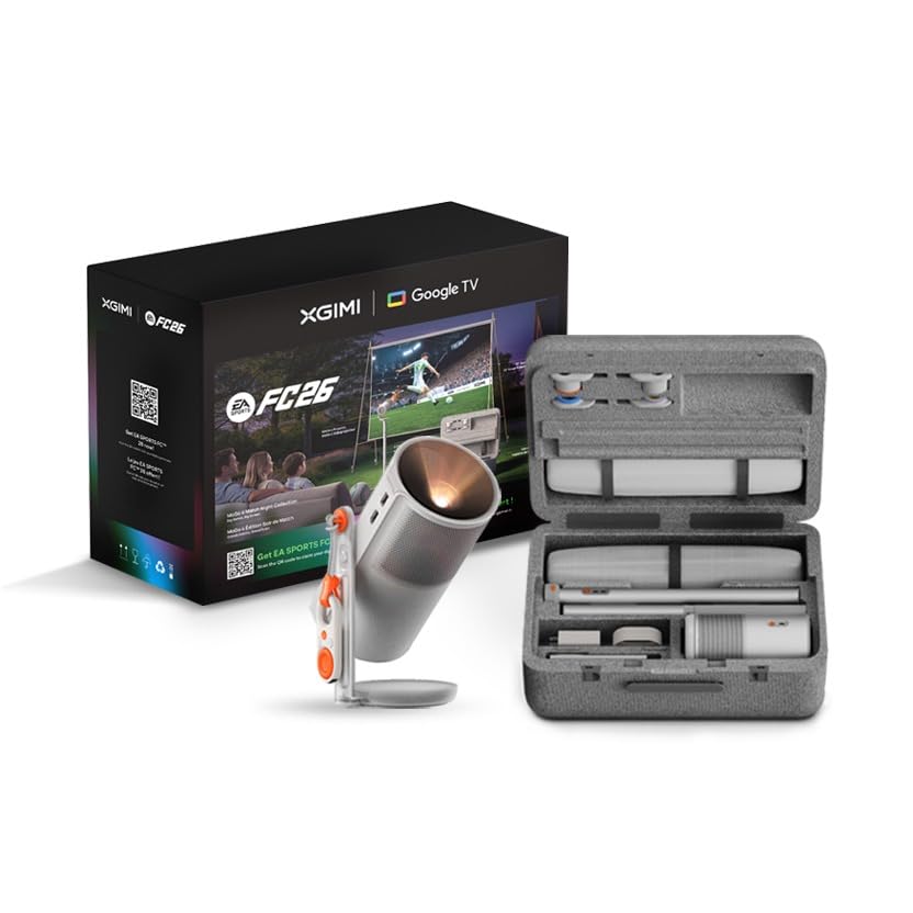 Image of XGIMI 2026 Limited Edition MoGo 4 World Cup Bundle, 1080P Full HD Portable Projector with Stand, Screen & Carrying Case, 450 ISO Lumens, Google TV, 2x6W Harman Kardon Speakers, for Home /Work /Camping