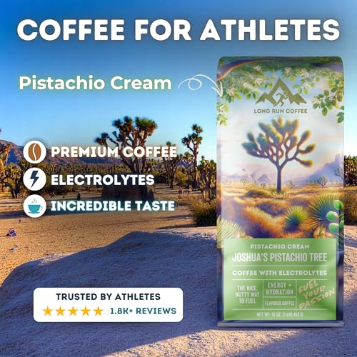 Image of Long Run Coffee - Hydrating Coffee with Electrolytes - All Natural Energy + Hydration + Recovery for Athletes - Stomach Friendly Electrolyte Coffee for Runners (5 lb, Pistachio Cream)