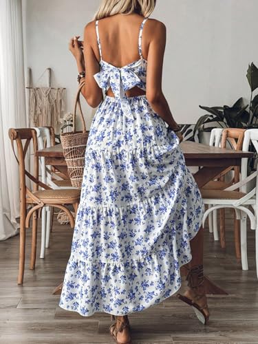 Image of Narecte Women Summer Beach Dresses Maxi Dress Spaghetti Strap Flowy Casual Dress Bohemian Dresses for Vacation & Holiday