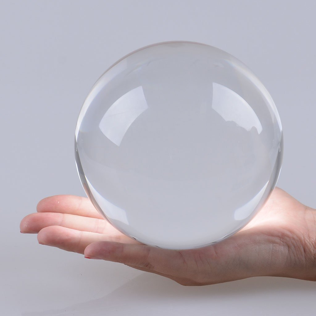 LONGWIN Bola de adivinación de cristal grande de 120 mm con soporte de madera