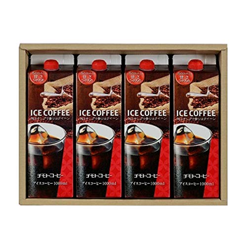 チモトコーヒー アイスコーヒー4本セット <甘さ控えめ> 1L×4本 父の日 ギフト 紙パック