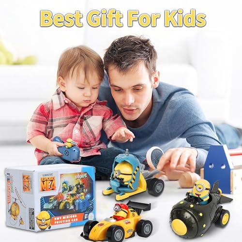 Yolopark CAR TOY Minions Despicable Me 4 Toys, Avl Minions Dave Agent Toy Cars Gifts For Toddler Boys And Girls Age 3 4 5 6 7 8 Year 0Ld, Friction Powered Cars Pull Back Minions Action Figure Party Favors thumb #4