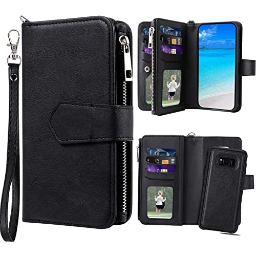 Coque Galaxy S8 Plus magnétique amovible avec étui antichoc flip folio et fente carte