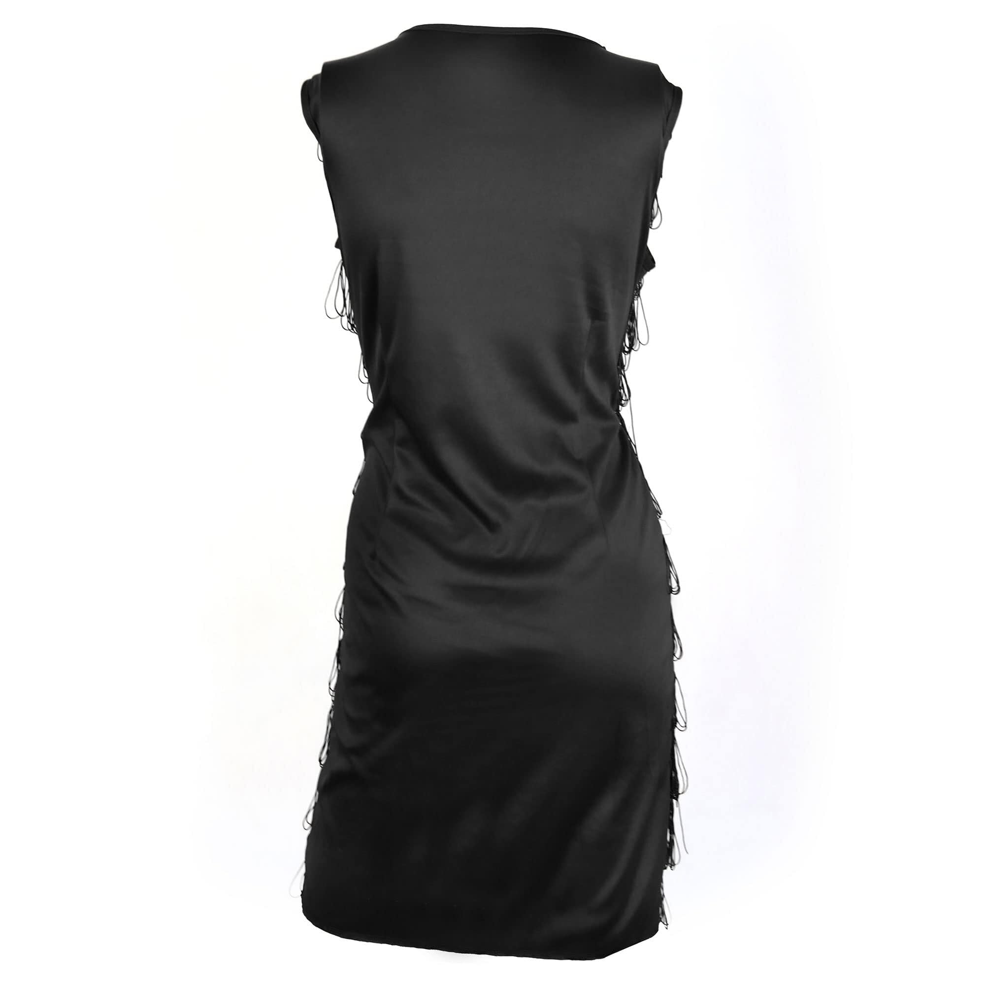 I LOVE FANCY DRESS Robe Noire Jeune Fille Délurée - FR - 38/40 - Déguisement Flapper pour femme avec bandeau à paillettes assorti, collier de perles, perruque Bob et boa en plumes (Noire)