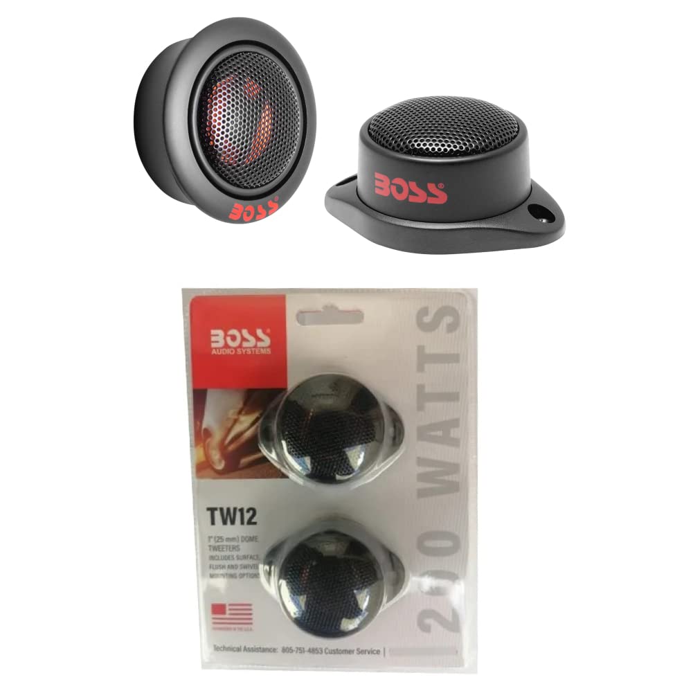 2 tweeter a cupola compatibile con BOSS AUDIO SYSTEMS TW12 TW 12 da 4,9 cm di diametro da 100 watt rms 200 watt max 4 ohm profondità 3 cm, bobina da 2,5 cm, a coppia