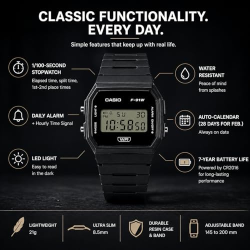 Casio F-91WB Series | Men's Digital Watch | Environmentally Friendly Bio-Based Resin | Alarm | Date Indicator | 7-Year Battery - image 3
