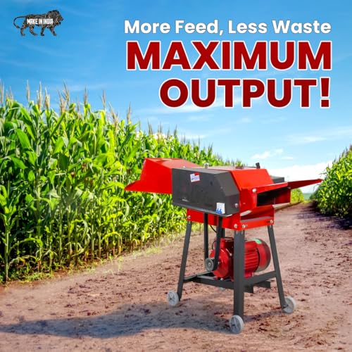 Image of Balwaan Krishi Electric Chaff Cutter | 2.2kW /3HP Motor | 1000 kg /h Output | 4 Blade with Motor and Gear System with Wheels | Suitable for Both Dry & Wet Grass | CH-300