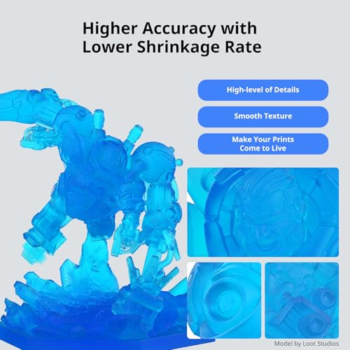 Image of ANYCUBIC ABS-Like Resin 3.0, Upgraded 14K 3D Printer Resin with Enhanced Strength and Toughness, High Precision, Low Odor, Wide Compatibility for All LCD Resin 3D Printers (Clear Blue, 1kg)