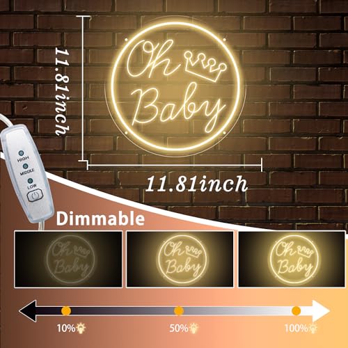 Image of Oh Baby Neon Sign for Wall Decor,Neon Oh Baby Sign Dimmable USB Powered, Oh Baby Light Up Sign for Baby Shower Decorations, Birthday Party, Wedding Decor, Warm White