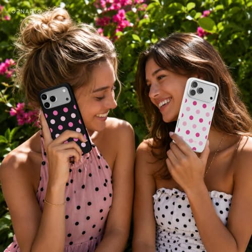 Image of ORNARTO for iPhone 17 Pro Max Case, Liquid Silicone, White Pink Polka Dot