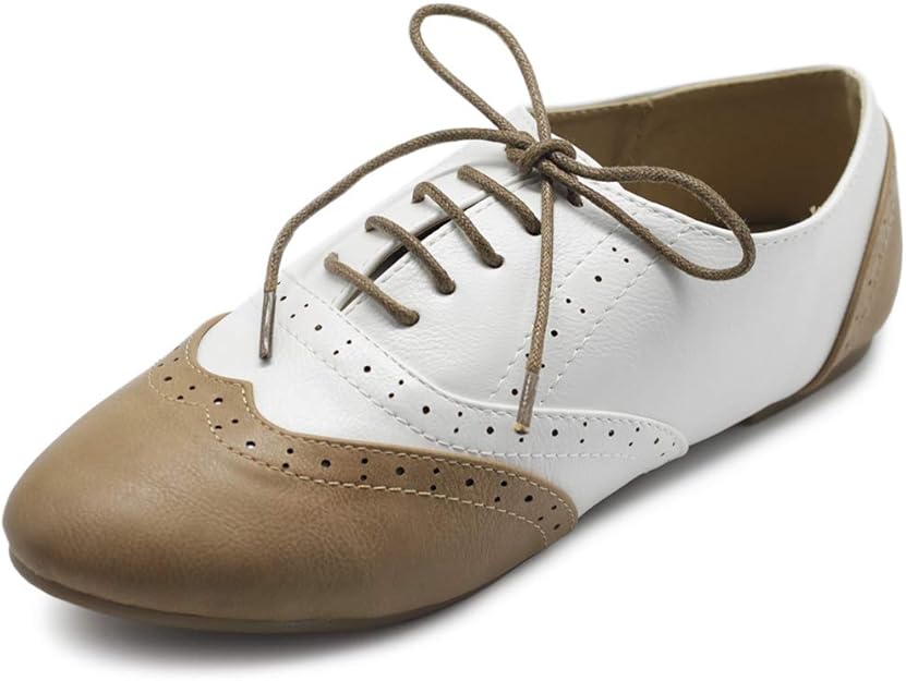 60s Shoes, Go Go Boots | 1960s Shoes, Flats, Heels, Boots Ollio Womens Shoe Classic Lace Up Dress Low Flat Heel Oxford  AT vintagedancer.com
