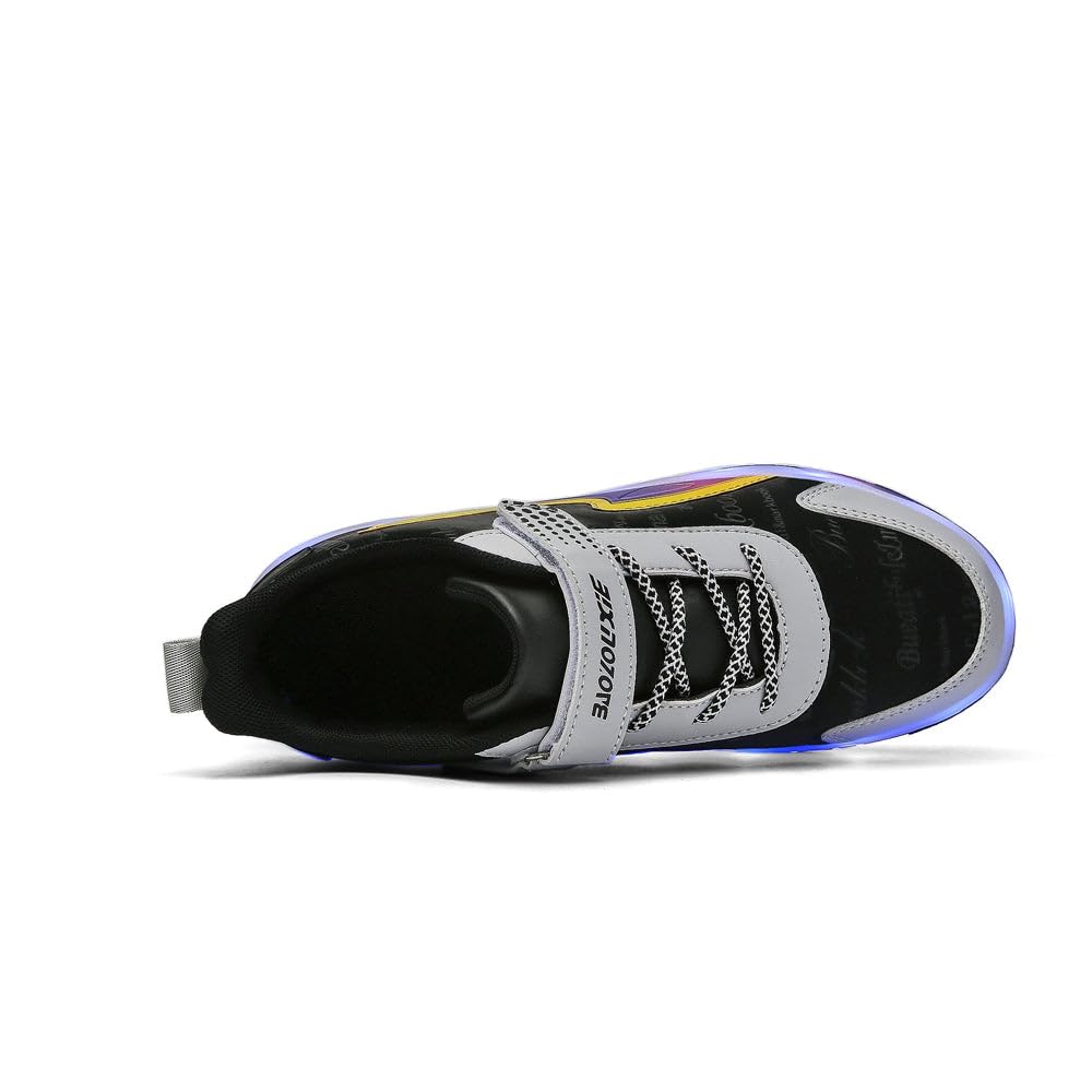 Sneaker per Bambini,Scarpe da Skateboard a Due Ruote,Luce a Cambio Colore Regolabile,Ricarica USB,universali per Ragazzi e Ragazze,Nero Rosa Oro Argento 27–40 EU