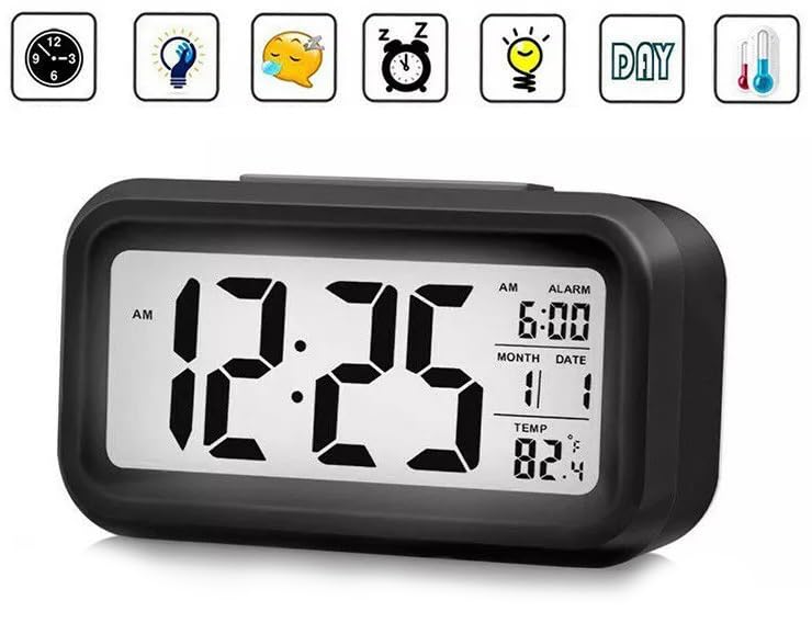 Tuxuseo Sveglia Digitale 3 In 1 Con Ricarica Wireless E Luce Notturna Regolabile – Display LED, Temperatura, Per Camera Da Letto - 2