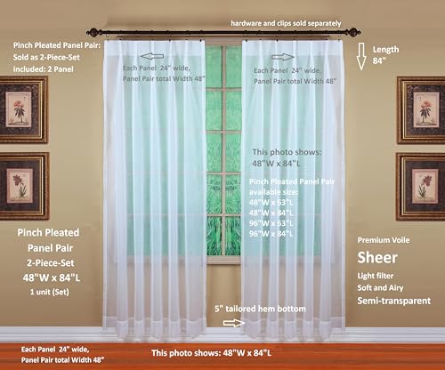 Image of Today's Curtain, Emelia Pinch Pleat Pair 96 inch W x 63 inch L White, 2-Piece-Set
