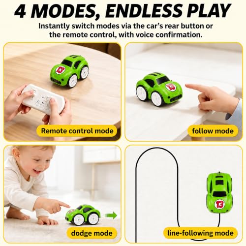 Image of Green Magic Induction Remote Control Car Toy | Smart Sensor Line Following Car with 2.4GHz RC | LED Lights, Music & Auto Tracking Technology | Birthday Gift for Kids