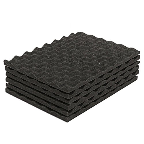 Senmubery 6 paneles de tratamiento de absorción de sonido de espuma acústica negra de cáscara de huevo 40 x 30 cm